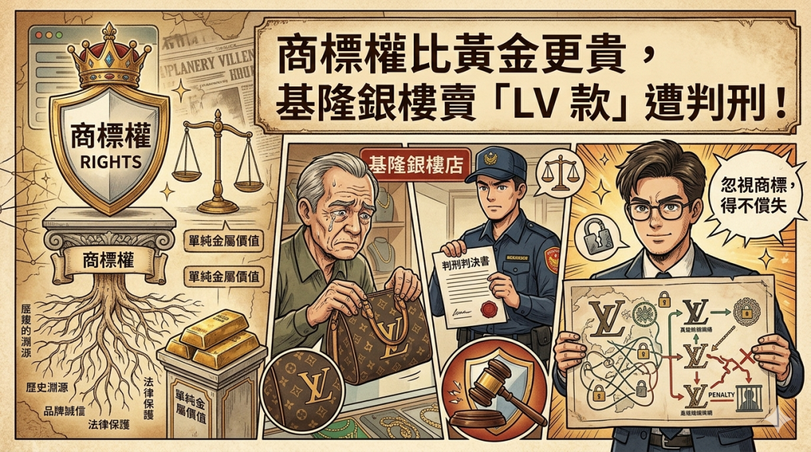 商標權比黃金更貴,基隆銀樓賣「LV 款」遭判刑!